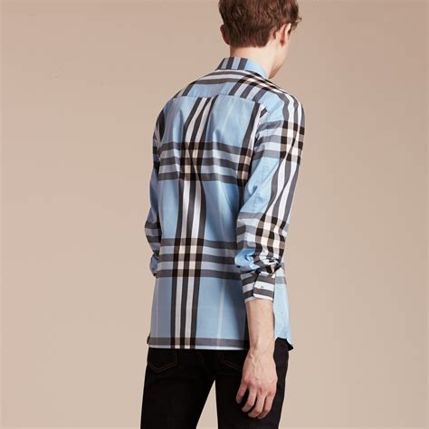mens light blue burberry shirt